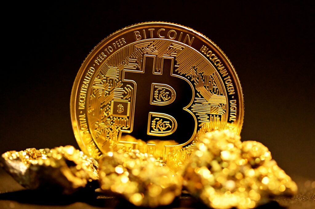Gold Bitcoin coin to illustrate the fixed supply of 21 million coins and its role as a hedge against inflation